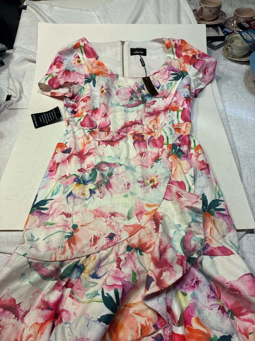 Alexia Admor Floral Watercolor Ruffle Midi Dress